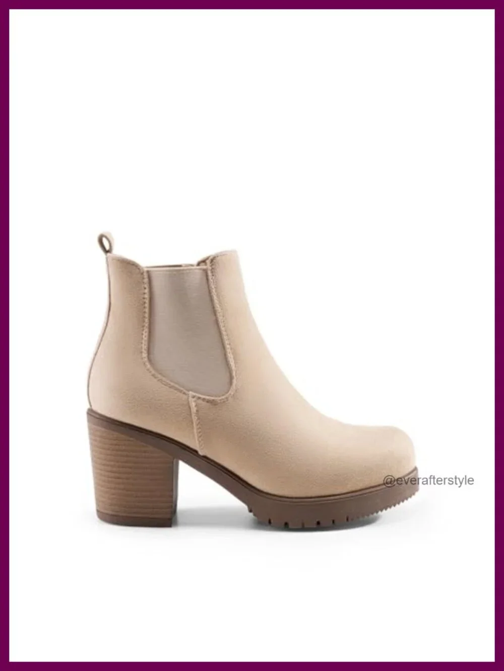 High Chunky Heel Chelsea Ankle Boots Slip On Elastic Heeled Booties Shoes